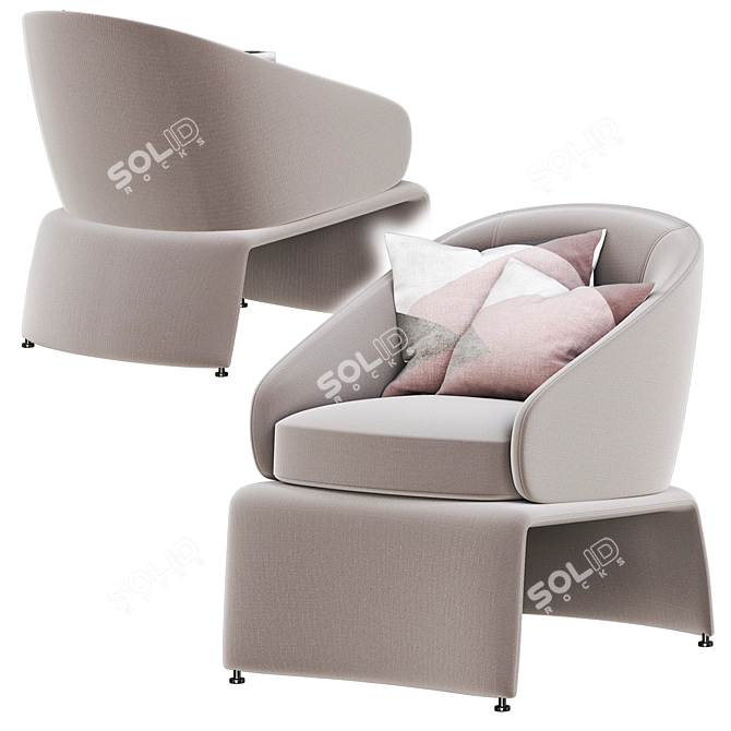 Modern Minotti HALLEY Armchair 3D model image 2