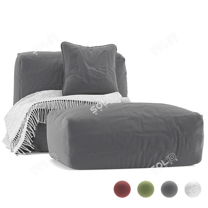 Outdoor Channeled Bean Bag Ottoman: Stylish Seating Solution 3D model image 6