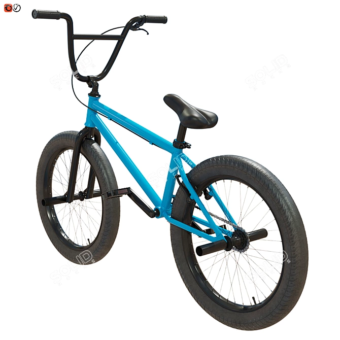 Blue BMX Sport Bike 3D model image 2