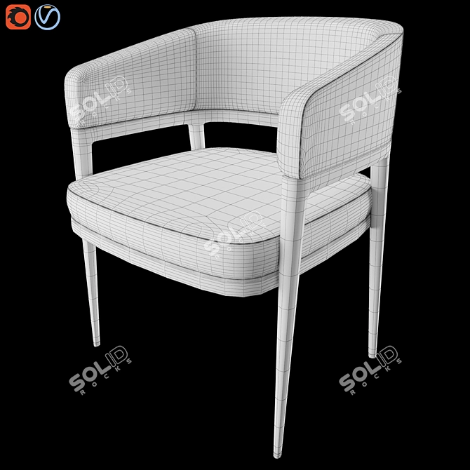 Elegant Oak Dining Chair-MARK 3D model image 4