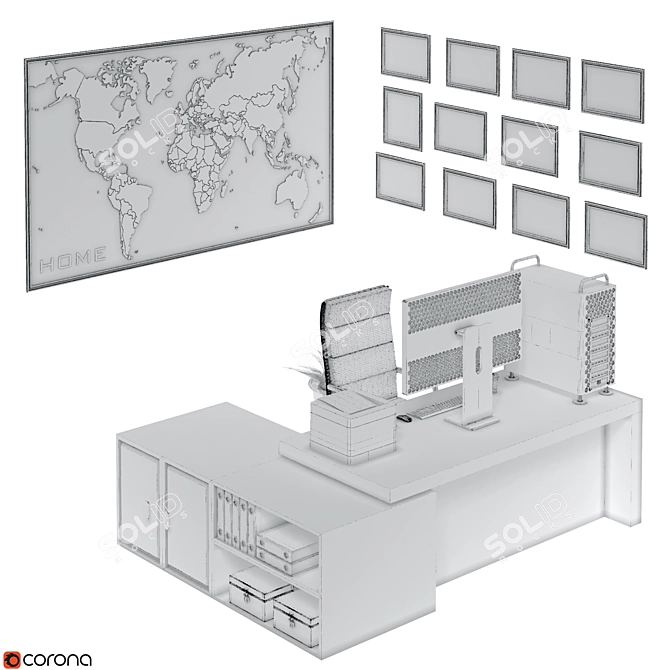 Modern Office Furniture Set 3D model image 15