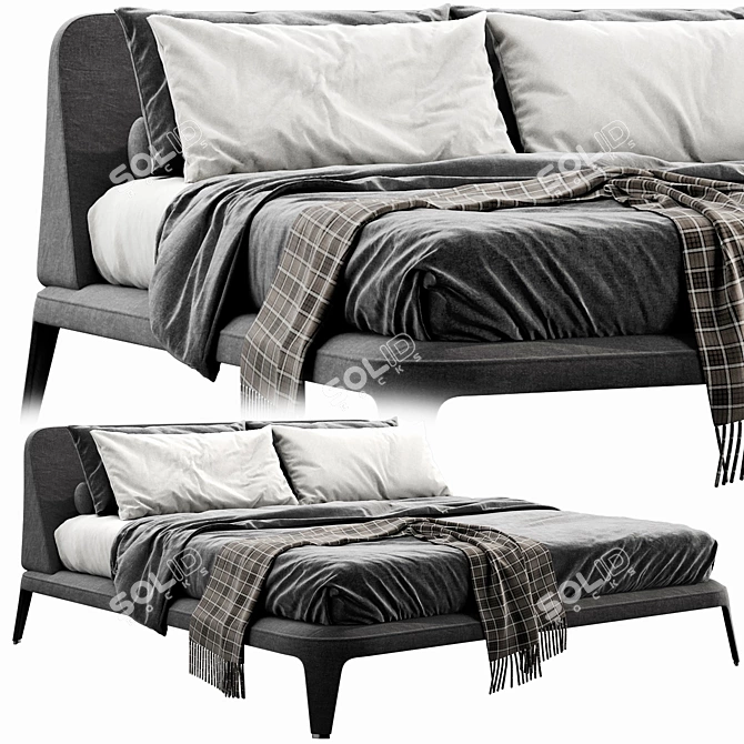 Luxurious Poliform Kelly Imbottito Bed 3D model image 1