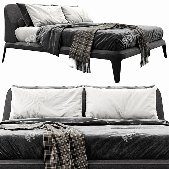 Luxurious Poliform Kelly Imbottito Bed 3D model image 2