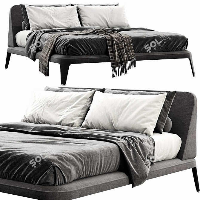 Luxurious Poliform Kelly Imbottito Bed 3D model image 3