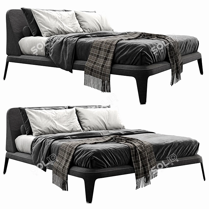 Luxurious Poliform Kelly Imbottito Bed 3D model image 4