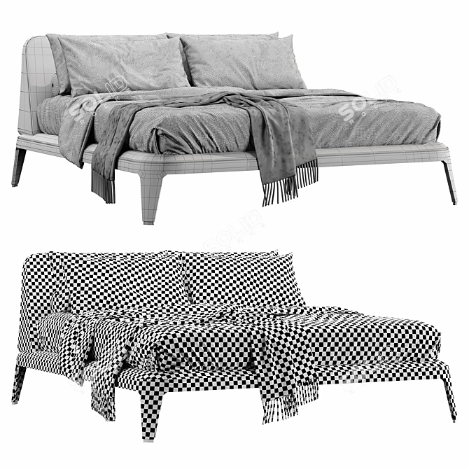 Luxurious Poliform Kelly Imbottito Bed 3D model image 5