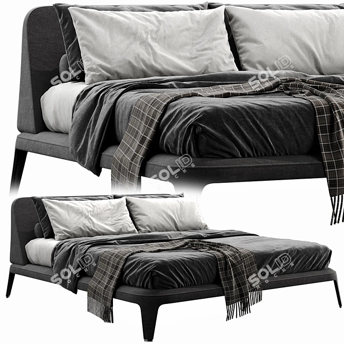 Luxurious Poliform Kelly Imbottito Bed 3D model image 6