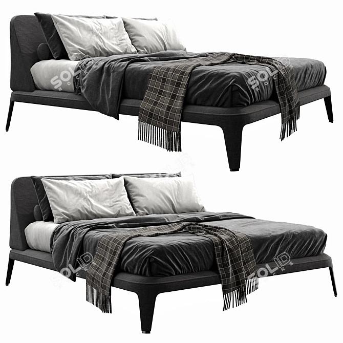 Luxurious Poliform Kelly Imbottito Bed 3D model image 8