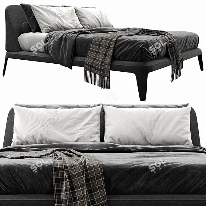 Luxurious Poliform Kelly Imbottito Bed 3D model image 9