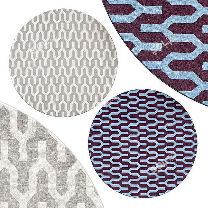 Elegant Circle Rugs Collection 3D model image 1
