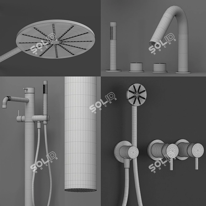 Elegant Linki Bathroom Faucet 3D model image 3