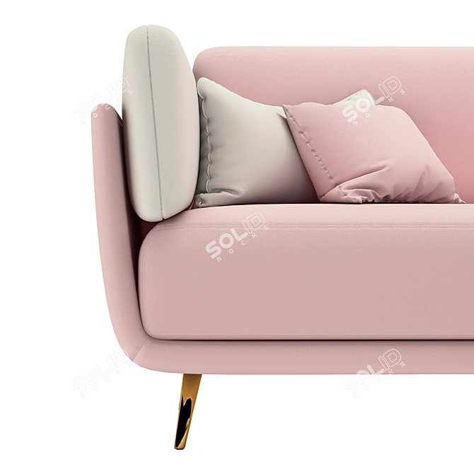Pink Velvet Sofa Set: Modern, Upholstered, 320cm Wide 3D model image 3