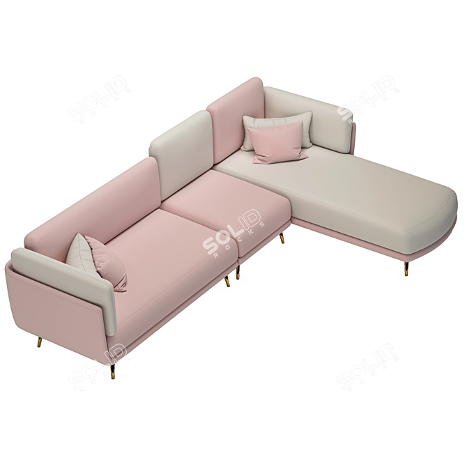 Pink Velvet Sofa Set: Modern, Upholstered, 320cm Wide 3D model image 6