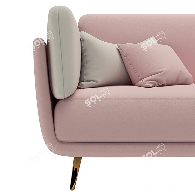 Pink Velvet Sofa Set: Modern, Upholstered, 320cm Wide 3D model image 8