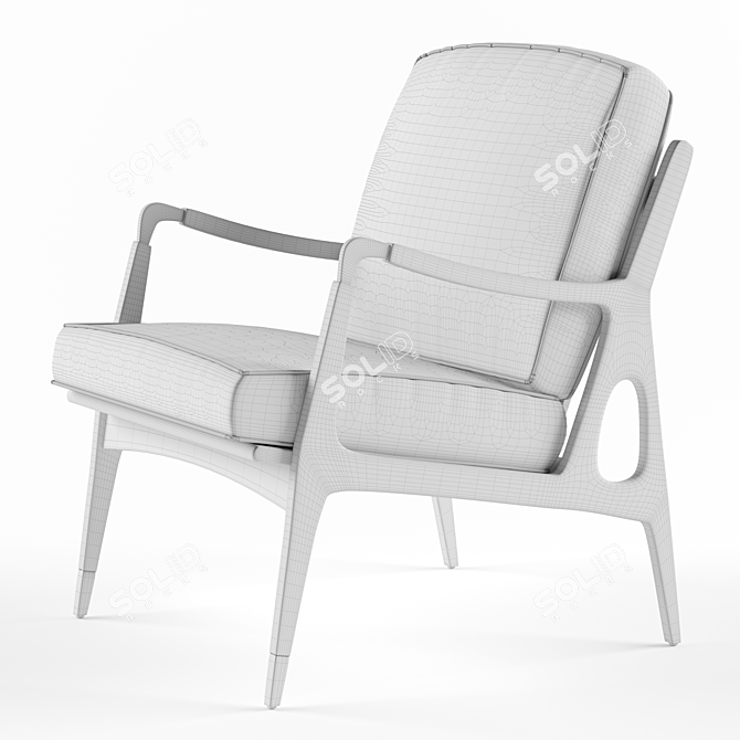 Cozy Cream Armchair with Golden Legs 3D model image 3