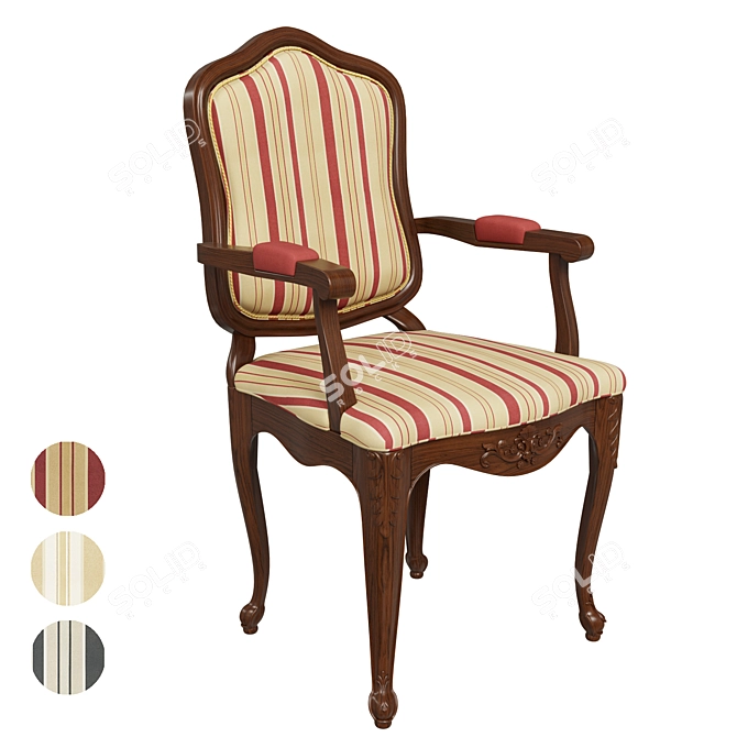 Elegant Carved Wood Chair 3D model image 1