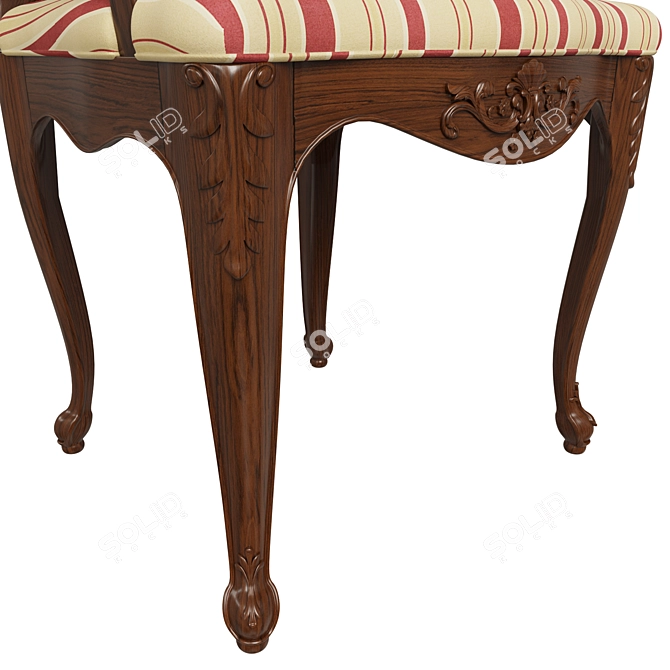 Elegant Carved Wood Chair 3D model image 3