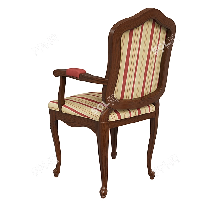 Elegant Carved Wood Chair 3D model image 4