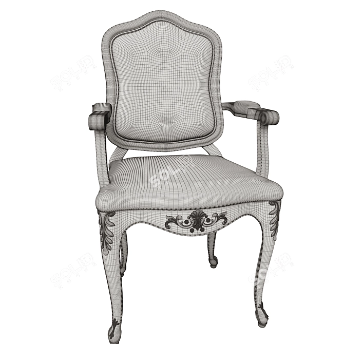 Elegant Carved Wood Chair 3D model image 5