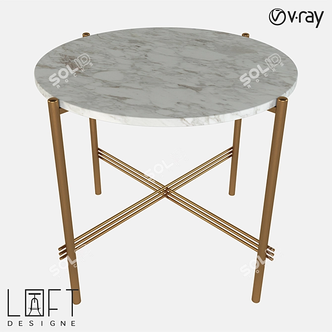 Minimalist Metal and Marble Coffee Table 3D model image 1