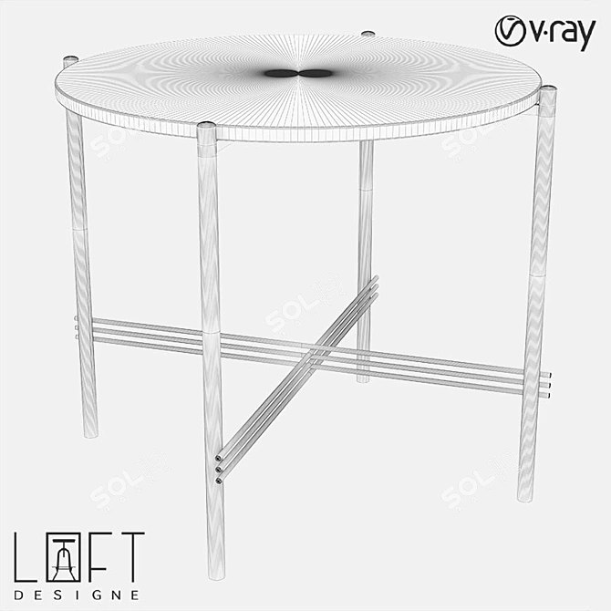 Minimalist Metal and Marble Coffee Table 3D model image 2