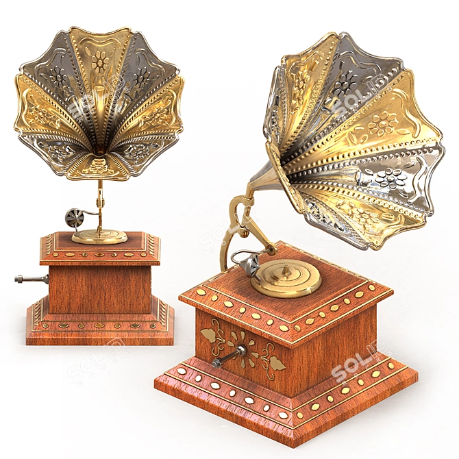 Vintage Gramophone Table Decor 3D model image 1