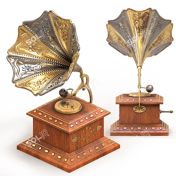 Vintage Gramophone Table Decor 3D model image 2