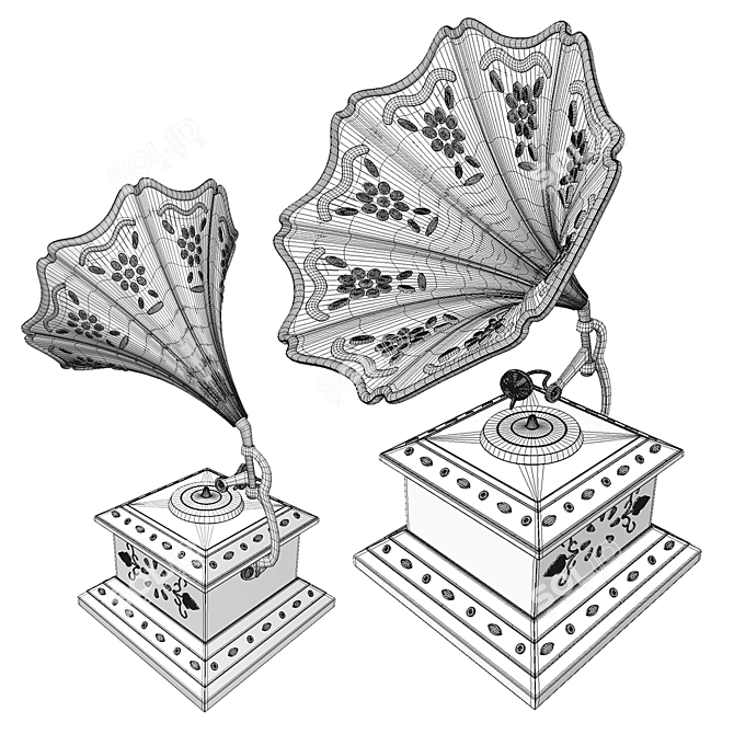 Vintage Gramophone Table Decor 3D model image 4