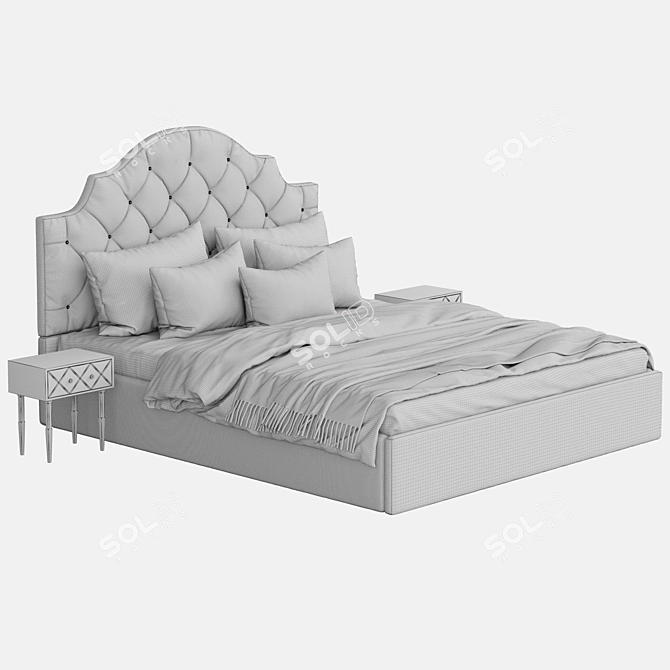 Elegant Carriage Coupler Bed 3D model image 5