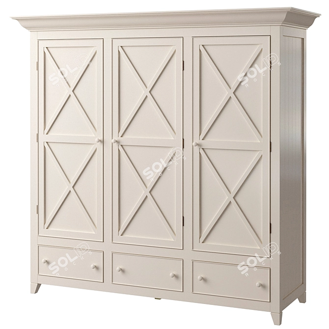 Scandinavian Wardrobe with Drawers La Mer 3D model image 1