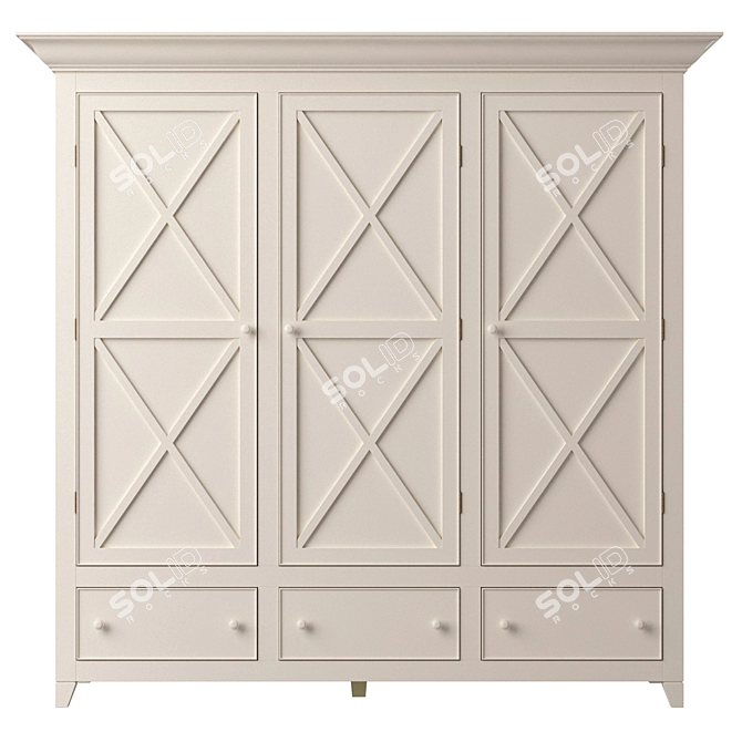 Scandinavian Wardrobe with Drawers La Mer 3D model image 2