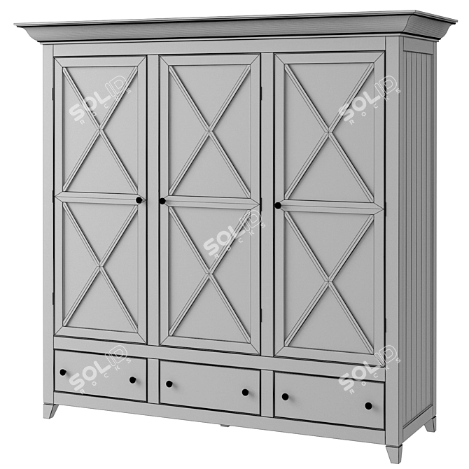 Scandinavian Wardrobe with Drawers La Mer 3D model image 3