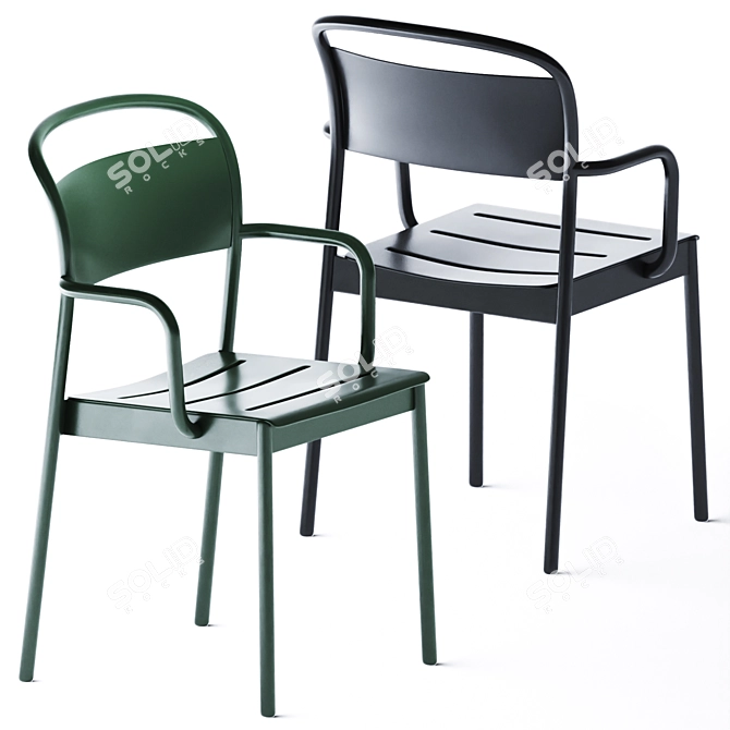 Sleek Steel Seating Solution 3D model image 2