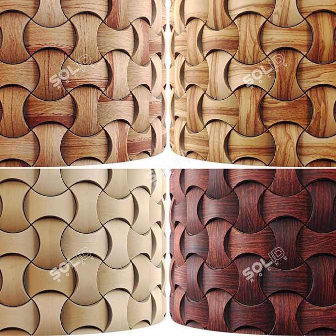 Wooden 3D Panel Collection | PBR 3D model image 2