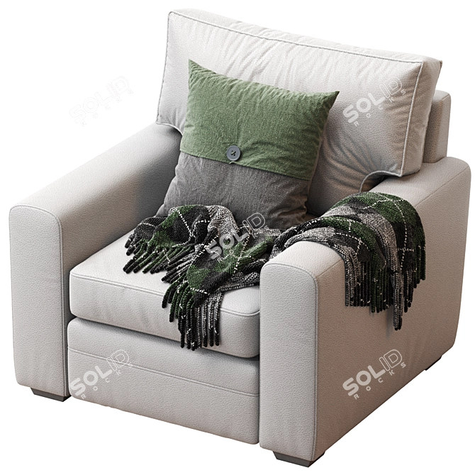 Elegant Pearce Square Armchair 3D model image 2