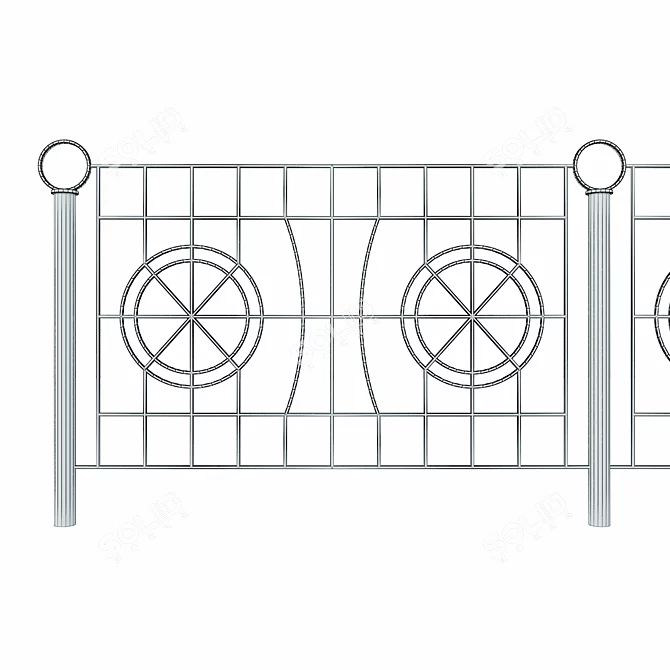 Elegant Wrought Iron Fence Set 3D model image 5