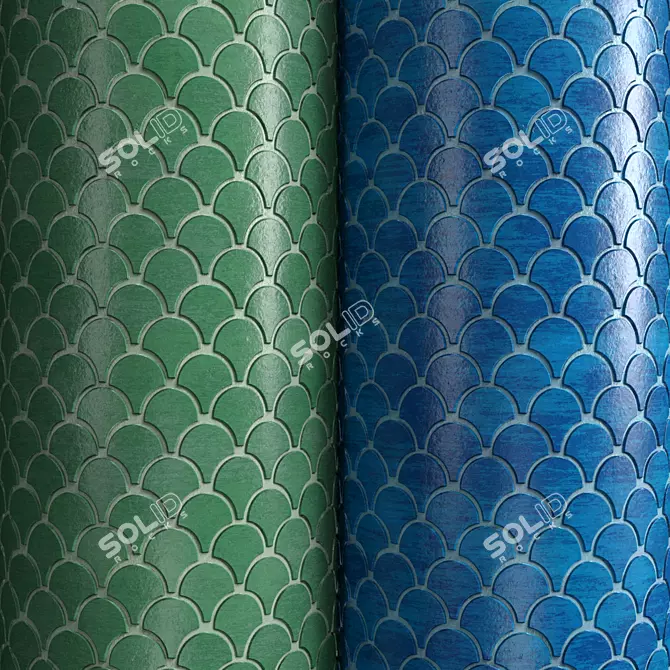 Fish Scale Tiles PBR: Materials for Artisanal Wall Decor 3D model image 1