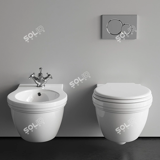 Galassia Ethos Wall-Hung WC & Bidet 3D model image 3