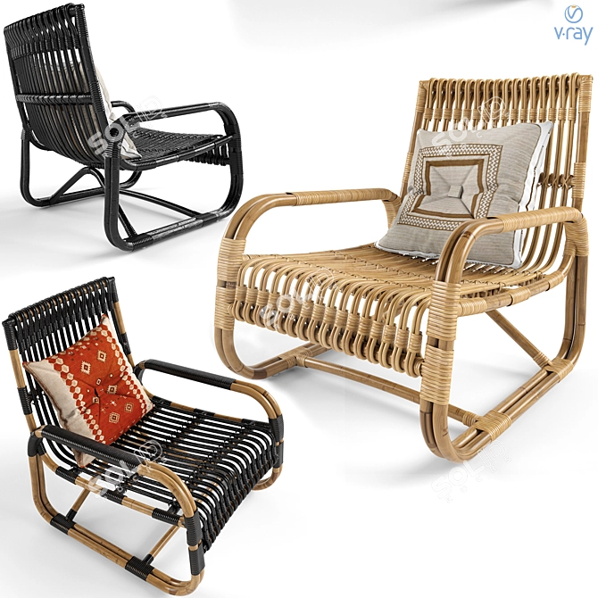 Sleek Curve Lounge Chair 3D model image 1