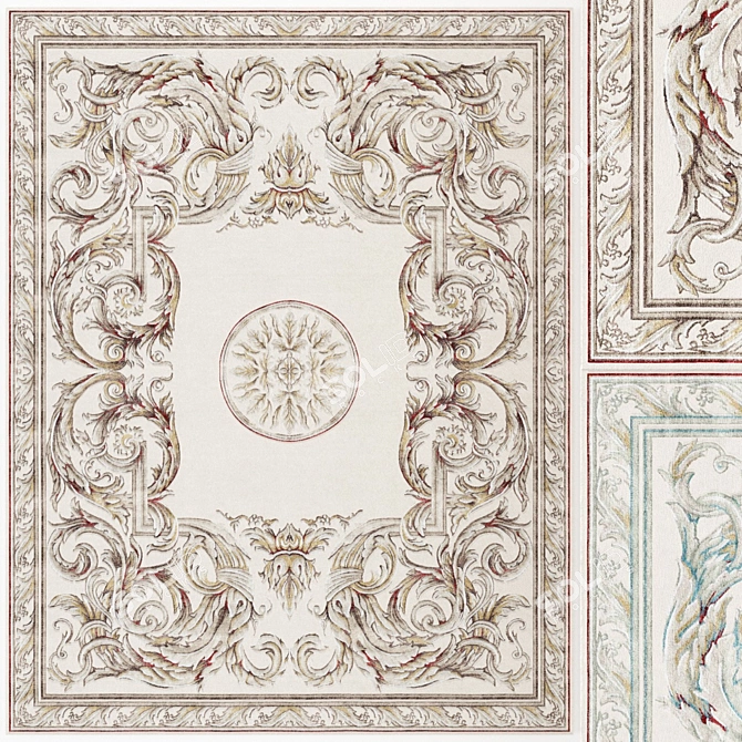 Aubusson Heraldry: Elegant Rug Set 3D model image 1