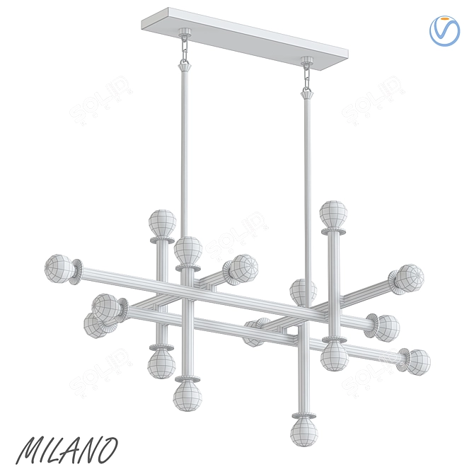 Elegant Milano Chandelier 3D model image 2