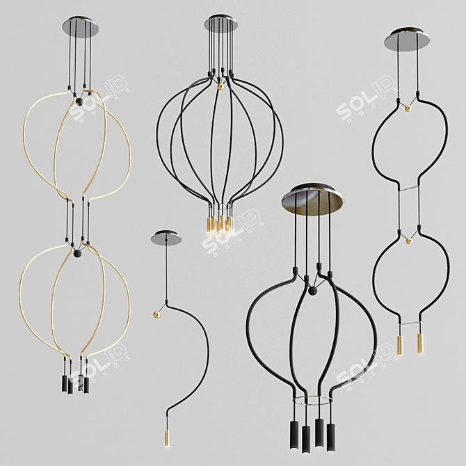 LIAISON SPLIAIX: Stylish LED Pendant Lights 3D model image 1