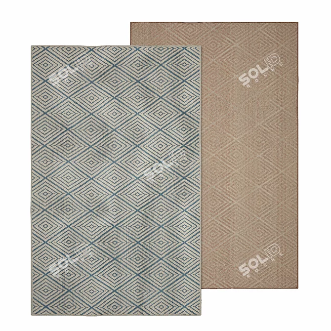 Coastal Chic Blue Trellis Rug 3D model image 1