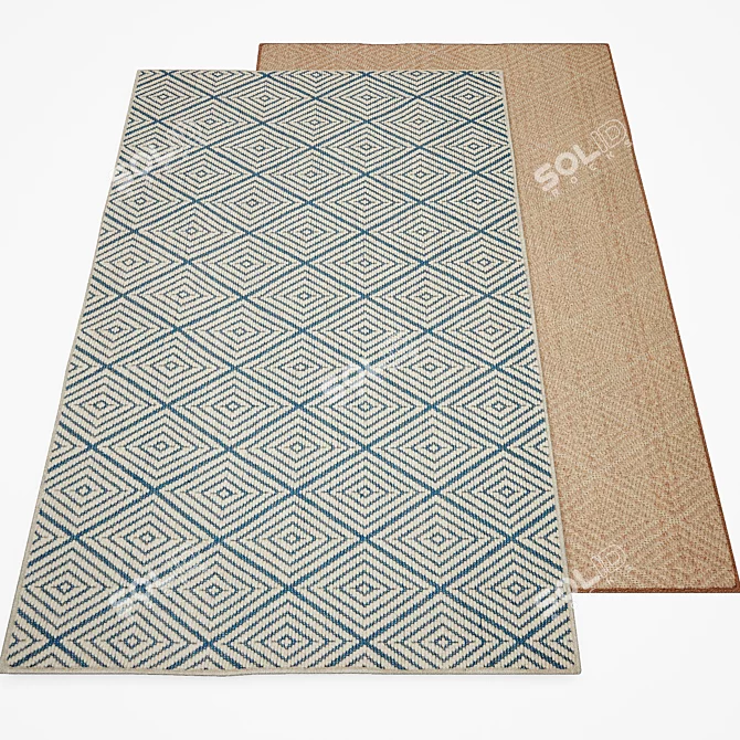 Coastal Chic Blue Trellis Rug 3D model image 2