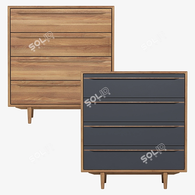 Modern Bruni Black Chest of Drawers 3D model image 1