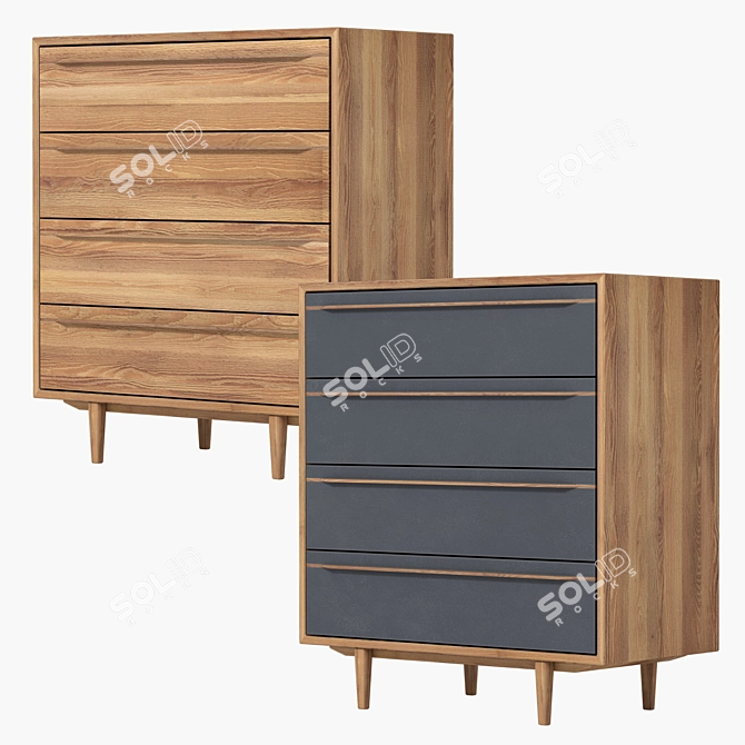 Modern Bruni Black Chest of Drawers 3D model image 2