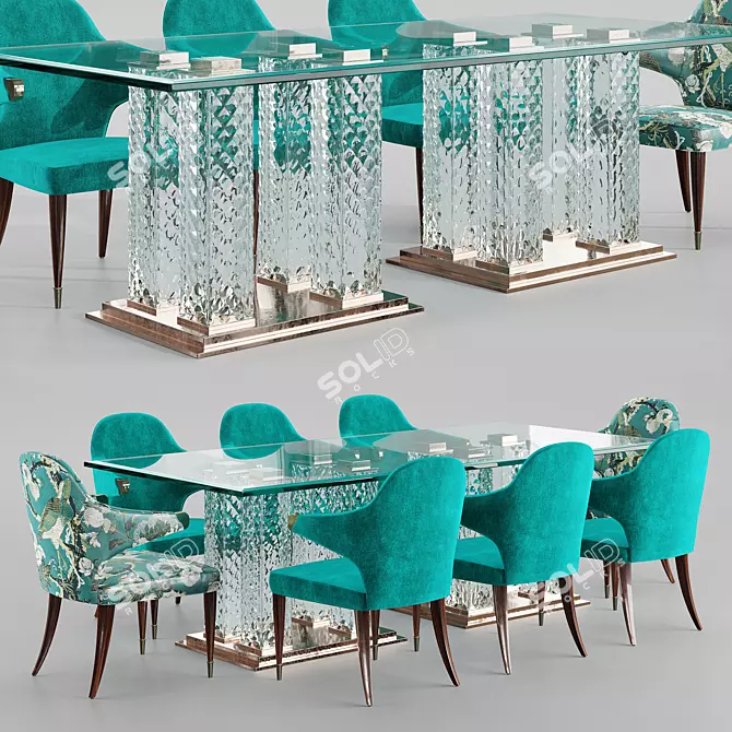 Elegant Dining Set: 3D Model 3D model image 1