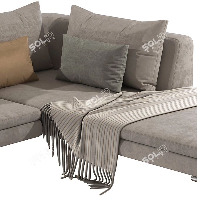 Stylish Charles Large Fabric Sofa 3D model image 3
