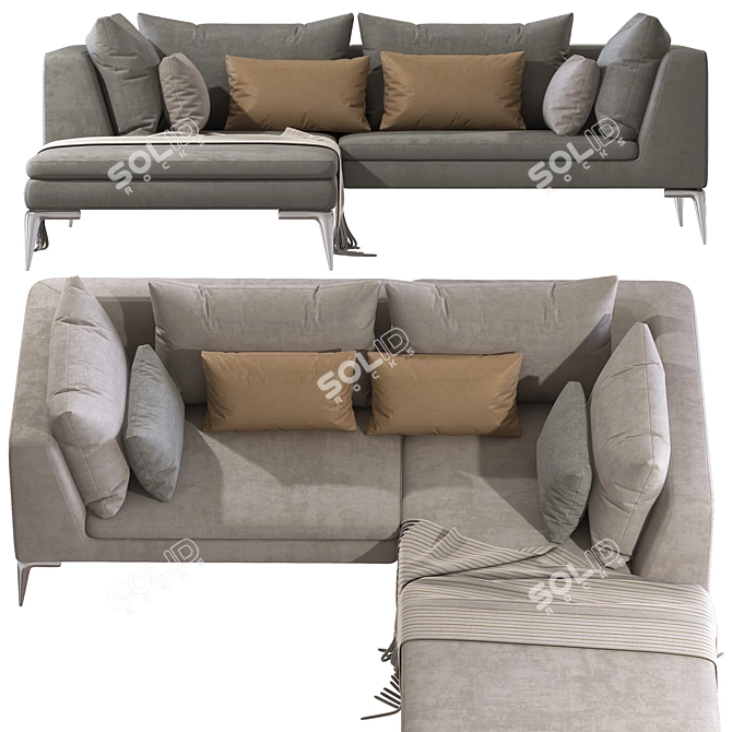 Stylish Charles Large Fabric Sofa 3D model image 4