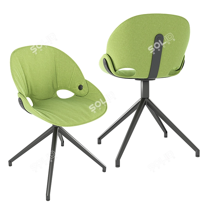 Sleek Swivel Chair with Aluminum Frame 3D model image 2